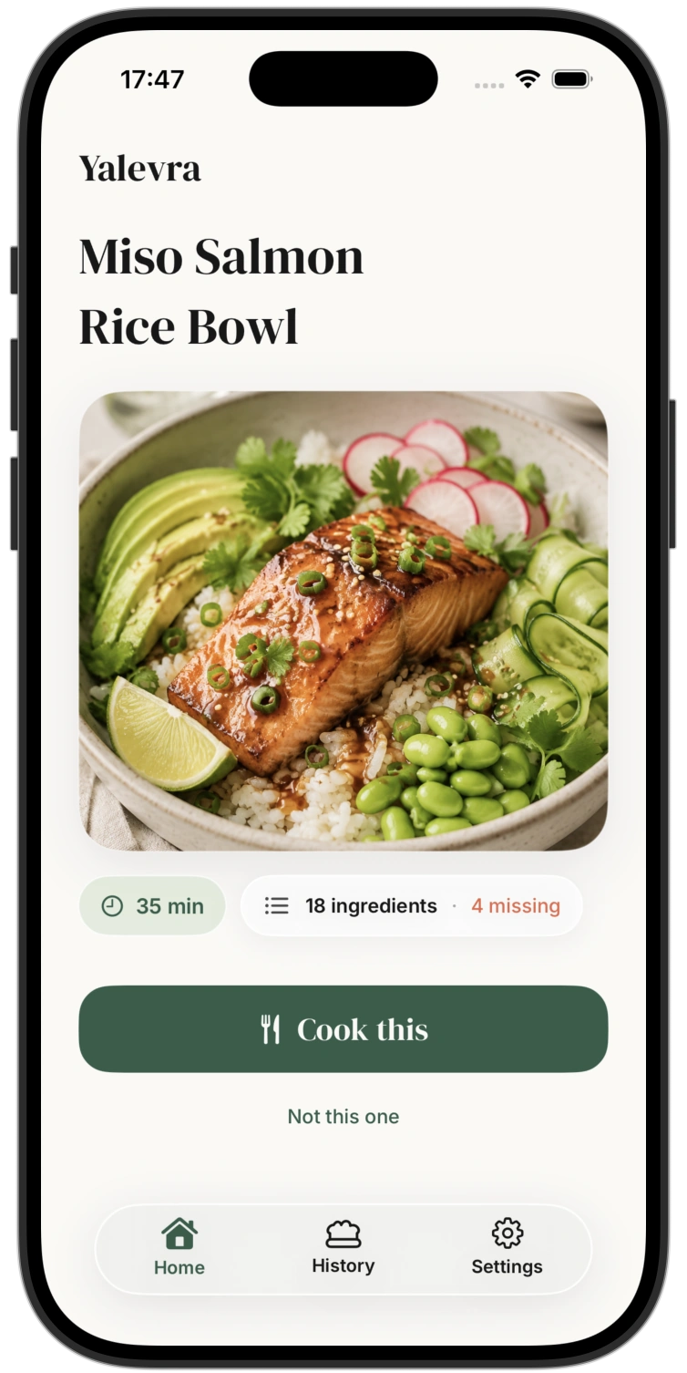 Miso Salmon Rice Bowl meal suggestion with cooking time and ingredients